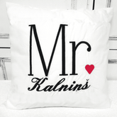 Wedding Mr Pillow With Surname Embroidery